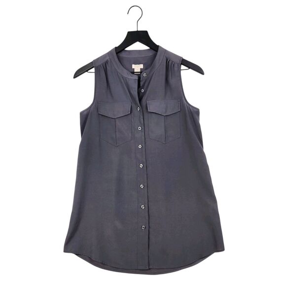 J.CREW Tops - J.Crew Women's Sleeveless Button-Up Blouse Size 00 Gray Lightweight Flowy